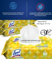 Lysol Wipes 99716 Lemon Lime Blossom 6/80 case Flat Pack CLOSE OUT