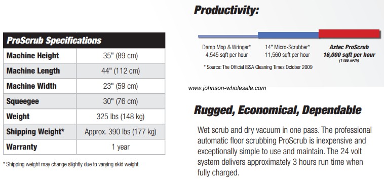 pro scrubber specs