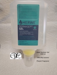Herwe 11050 Dermasept Hand Sanitizing Gel 4/1Lit with 1 Hands Free Dispenser W/3 Cases
