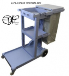 Janitor Cart with Gray Bag 3 Shelf