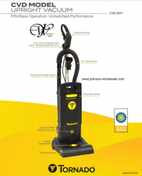 Tornado 91430 Deluxe CVD 30/1 12" Single Motor