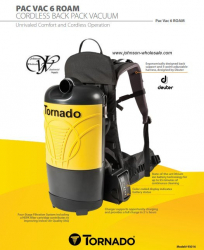 Tornado 93016B-1 Cordless Back Pack Vacuum (battery not included)