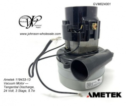 Ametek 119433-13 Vacuum Motor GVM024001 — Tangential Discharge, 24 Volt, 3 Stage, 5.7in
