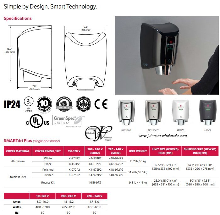 Hand Dryer SMARTdri-Plus by World Dryer