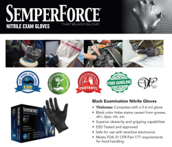 SemperForce BKNF Black Nitrile Powder Free Gloves by SemperMed and Harps